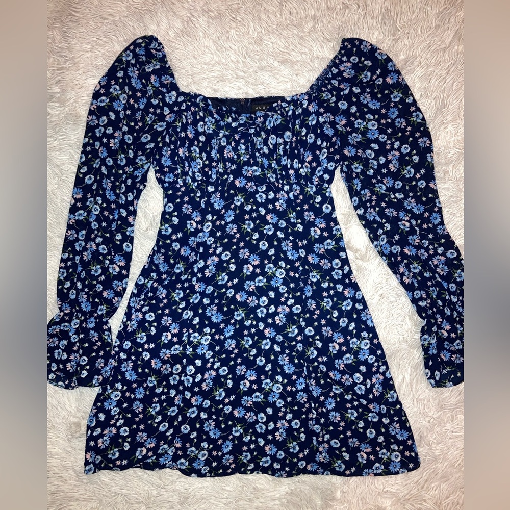 Blue Floral Sleeve Dress